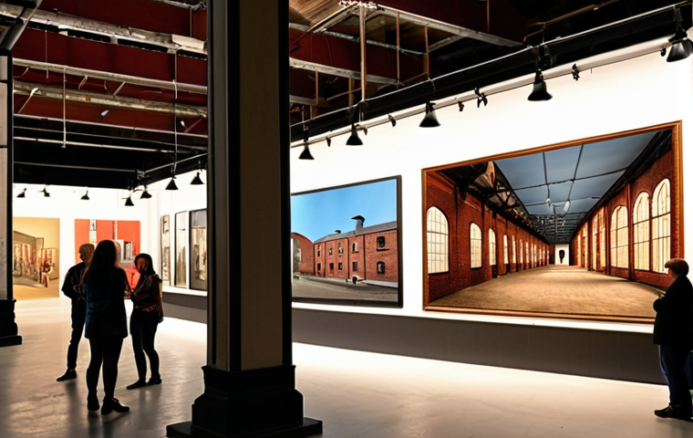 **
* **Prompt:** Renovated old textile factory, now a bright and modern museum, showcasing local industry history. People of all ages are interacting with exhibits. Warm lighting, historic architecture blended with modern design.
**