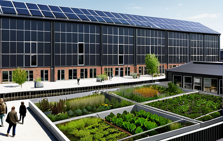 Transformed Factory - Social Innovation Hub**
"Exterior of a renovated, modern building that was once an old factory. Solar panels are visible on the roof. The surrounding area features community gardens with recycled materials used in the construction. People are entering and exiting the building. Safe for work, appropriate content, fully clothed, professional architecture, perfect anatomy, correct proportions, natural light, family-friendly."
**