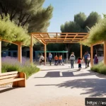 Home 18 폐공간 생태적 전환의 법적 절차 - A vibrant urban community park in a Spanish city, transformed from an abandoned lot into a green mul...
